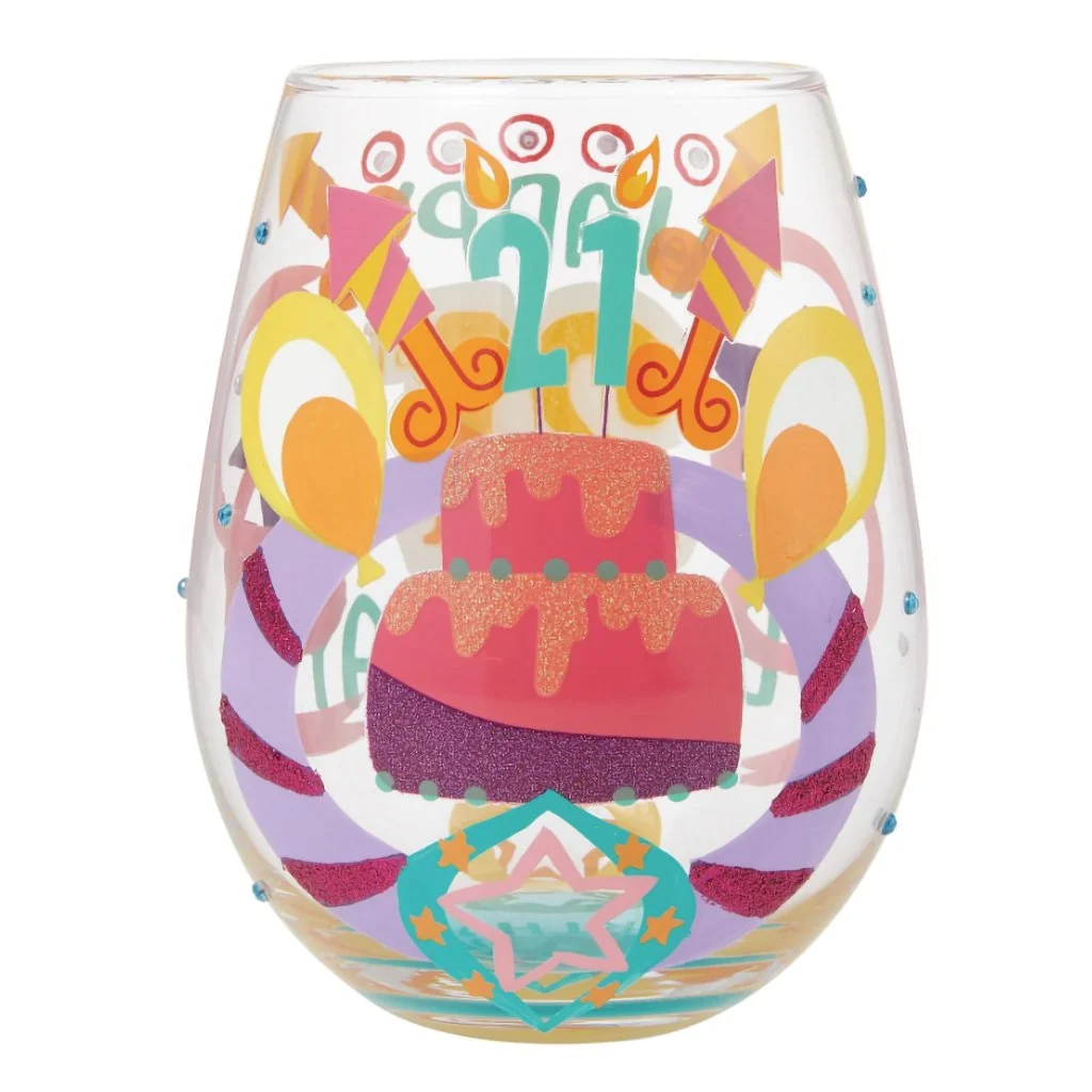 Lolita : Happy 21st Stemless Wine Glass - Image 3
