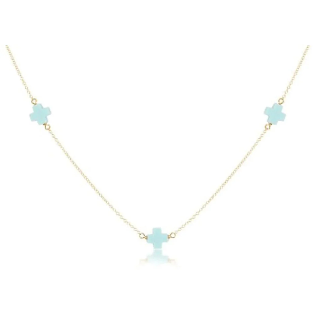 enewton design : 15" Choker Simplicity Gold Chain -Turquoise Cross