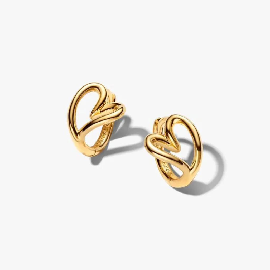 Pandora : Organically Shaped Heart Small Hoop Earrings
