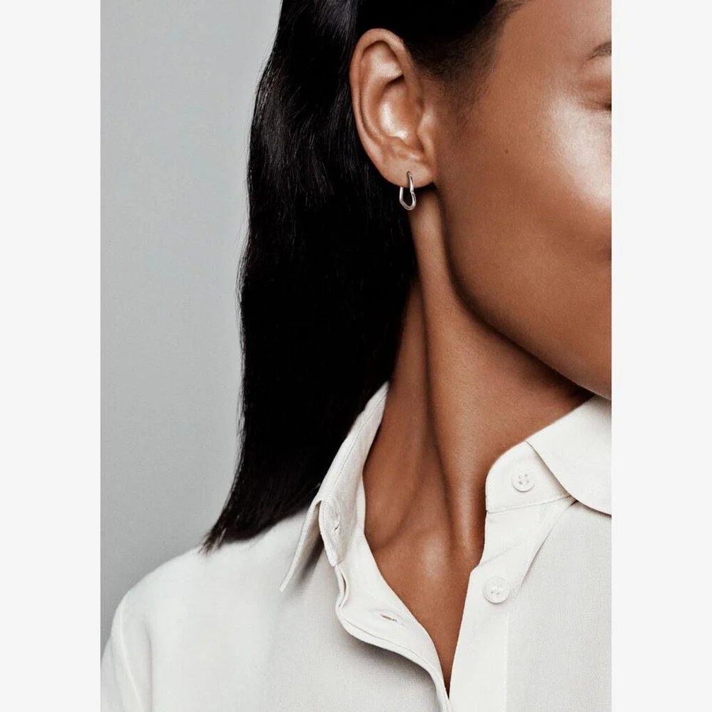 PANDORA : Asymmetrical Heart Hoop Earrings - Image 2