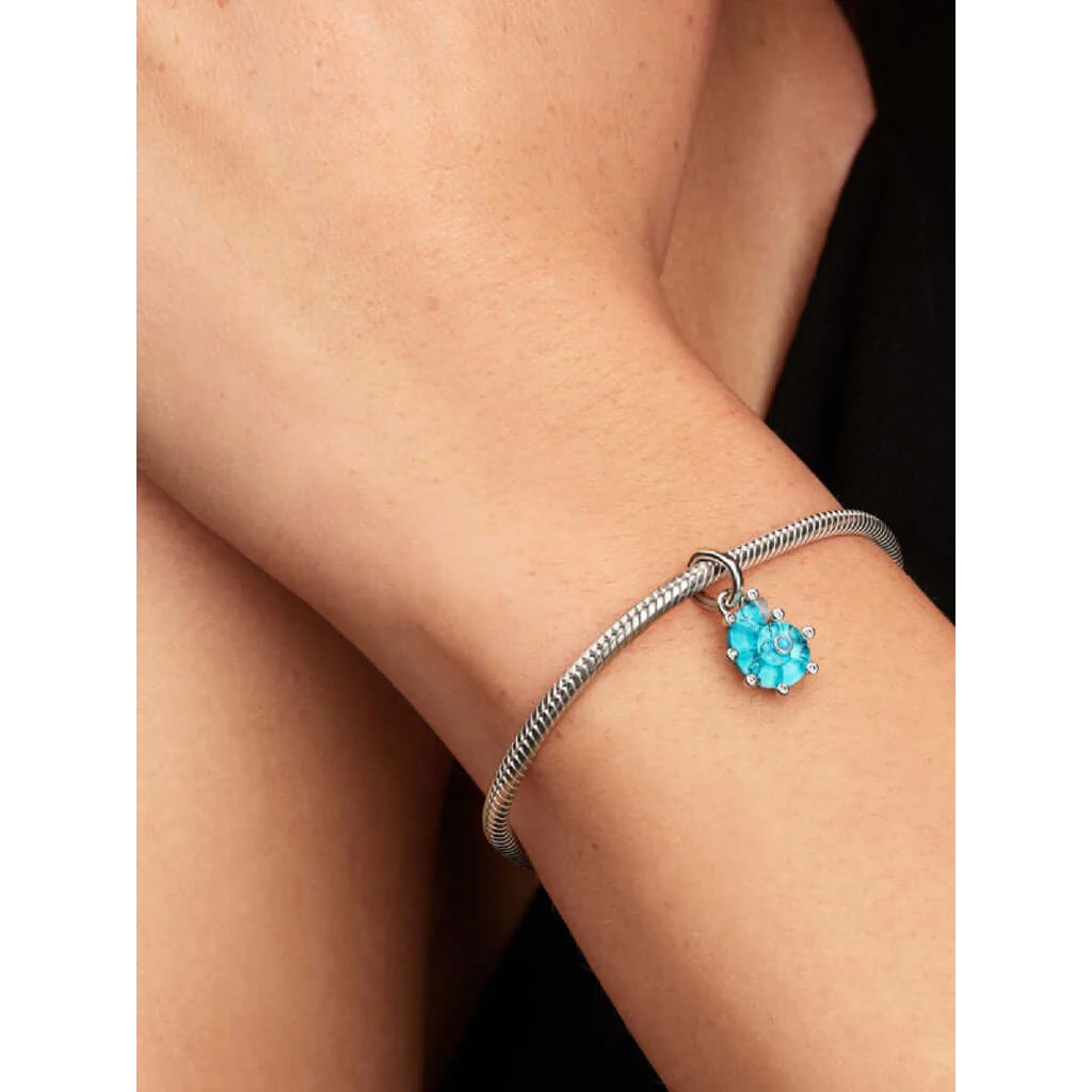 PANDORA : Blue Murano Glass Sea Snail Dangle Charm - Image 5