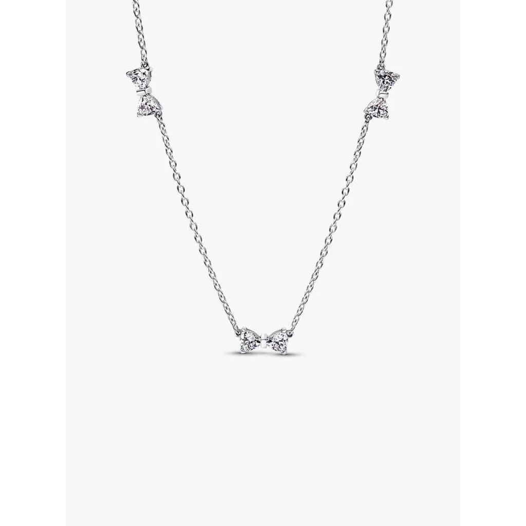 PANDORA : Clear Bow Station Chain Necklace
