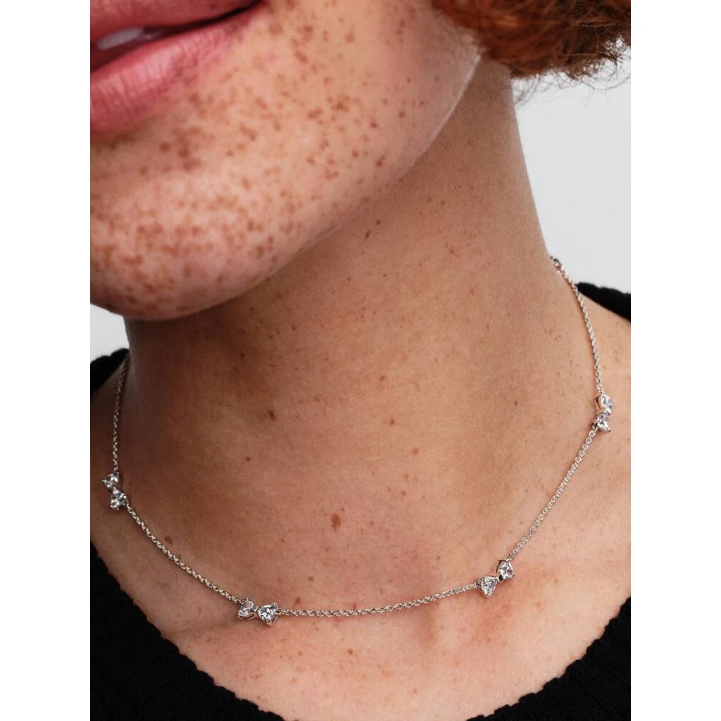 PANDORA : Clear Bow Station Chain Necklace - Image 2