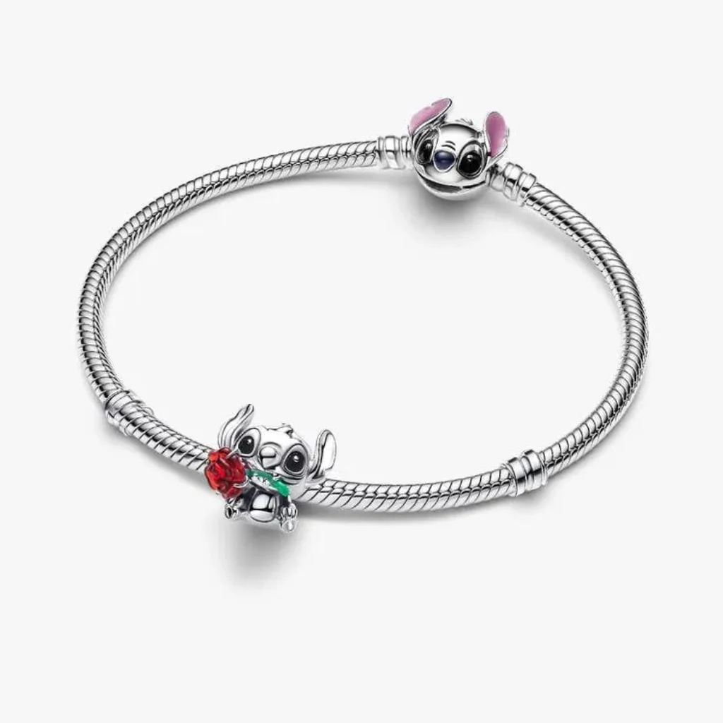 Pandora : Disney Stitch Rose Murano Glass Charm - Image 3