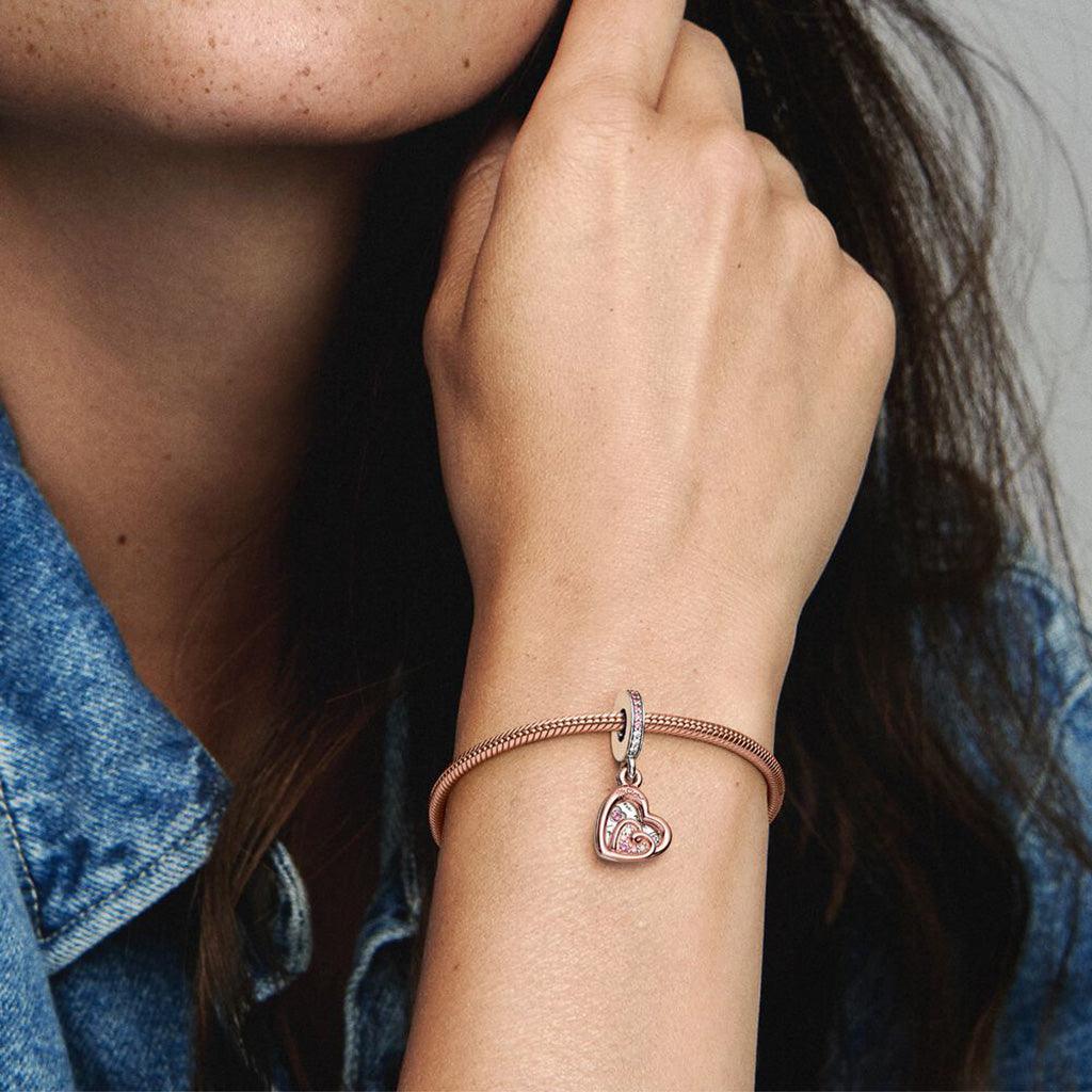 PANDORA : Entwined Infinite Hearts Double Dangle Charm - Image 7