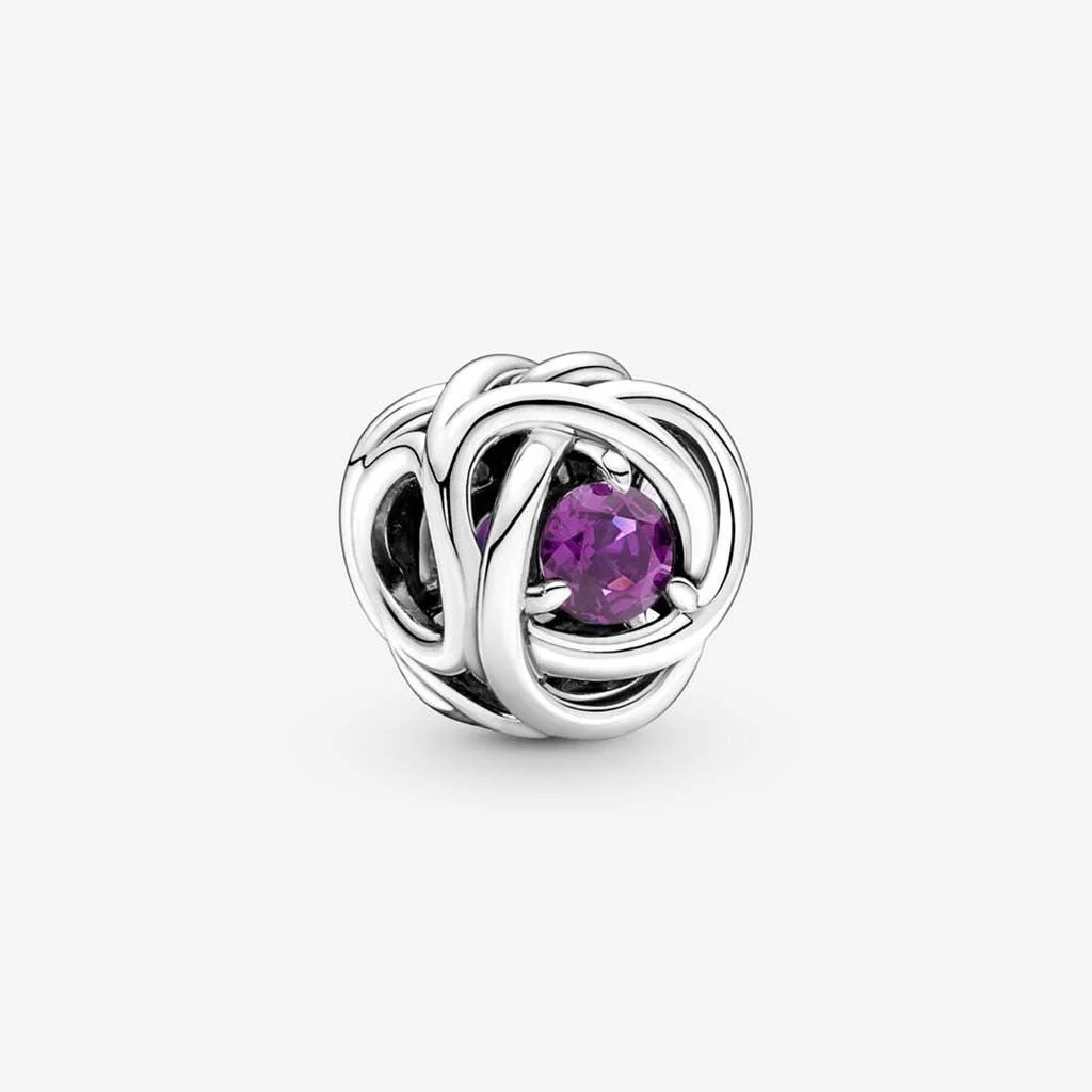 PANDORA : February Circle Charm - Purple Eternity