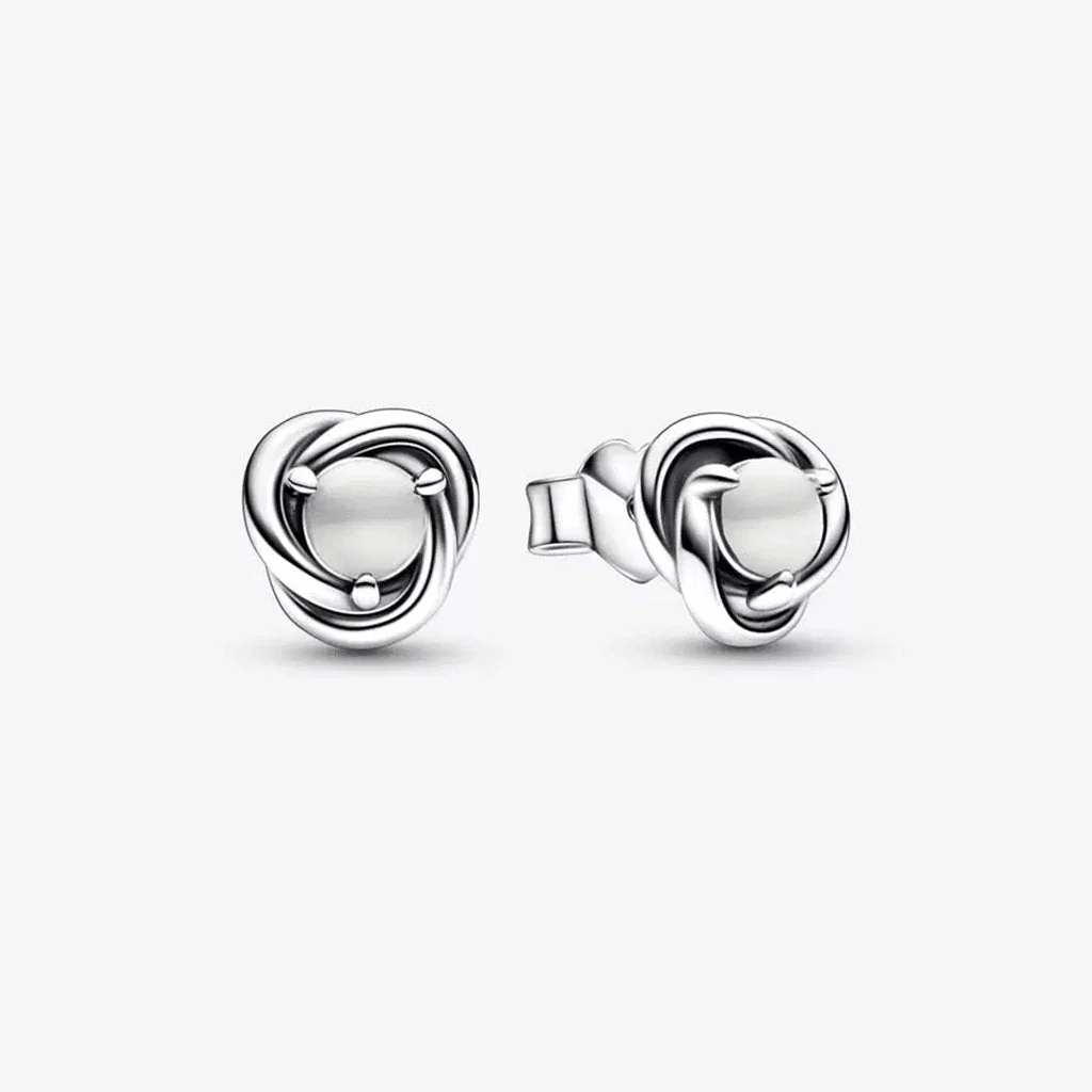 PANDORA : June White Eternity Circle Stud Earrings