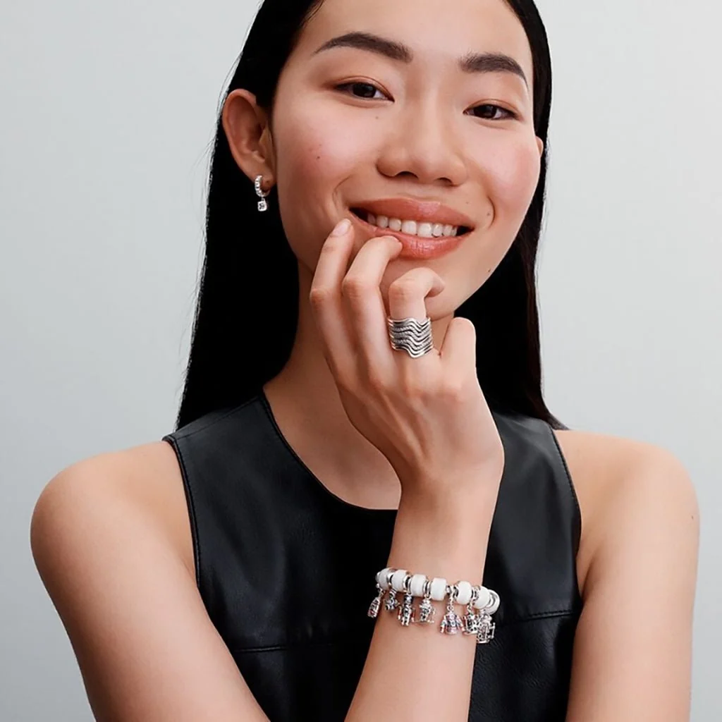 PANDORA : Pavé Dangle Hoop Earrings - Image 3