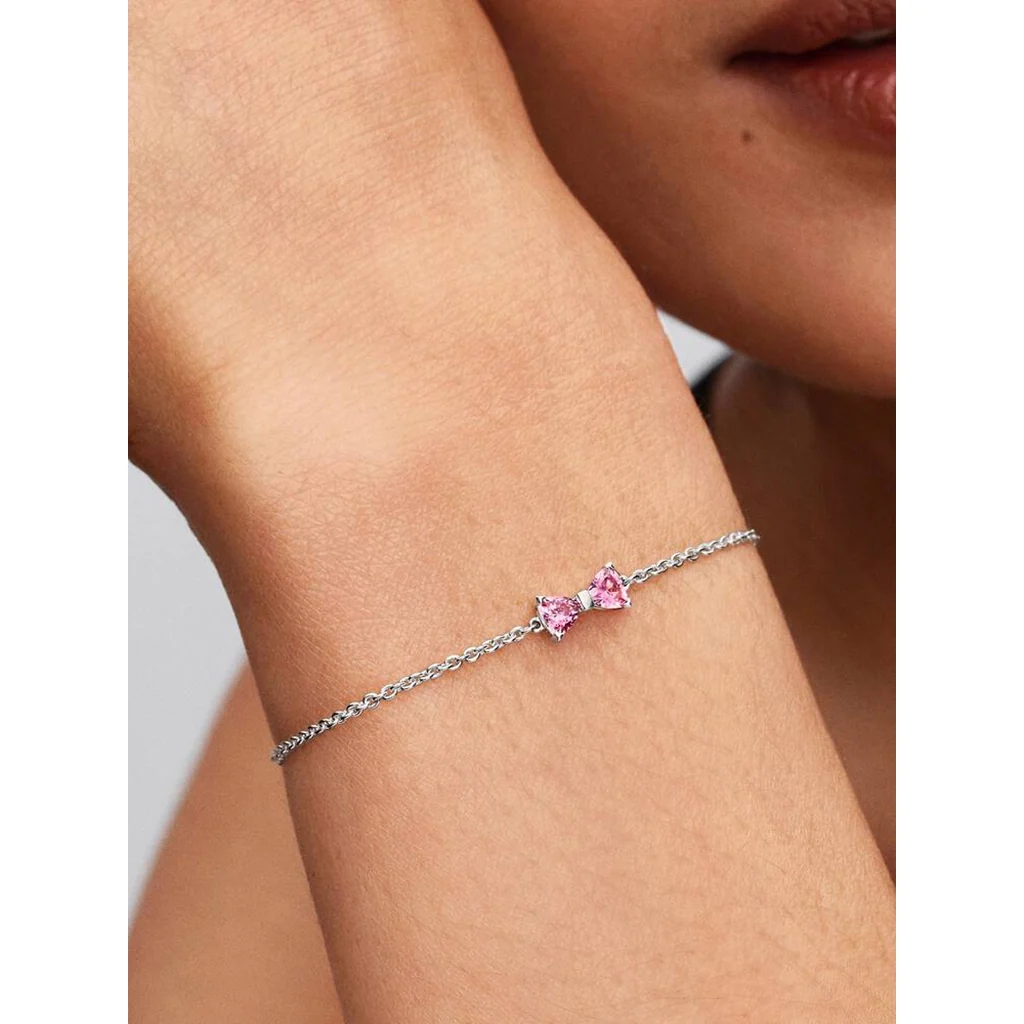 PANDORA : Pink Bow Chain Bracelet - Image 2