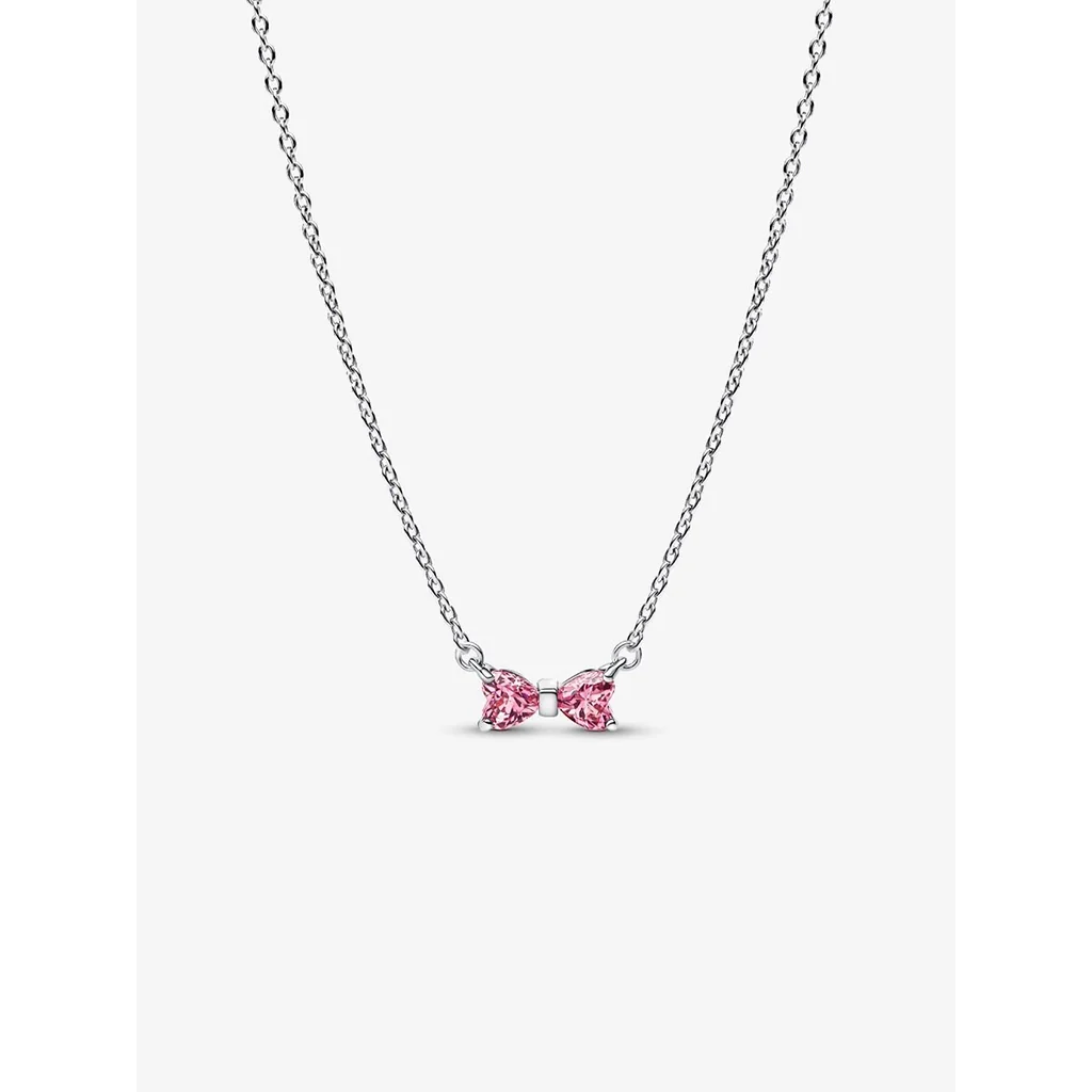 PANDORA : Pink Bow Pendant Necklace