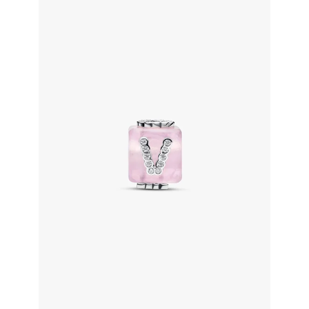 Pandora : Pink Murano Glass Love Cube Charm - Image 2