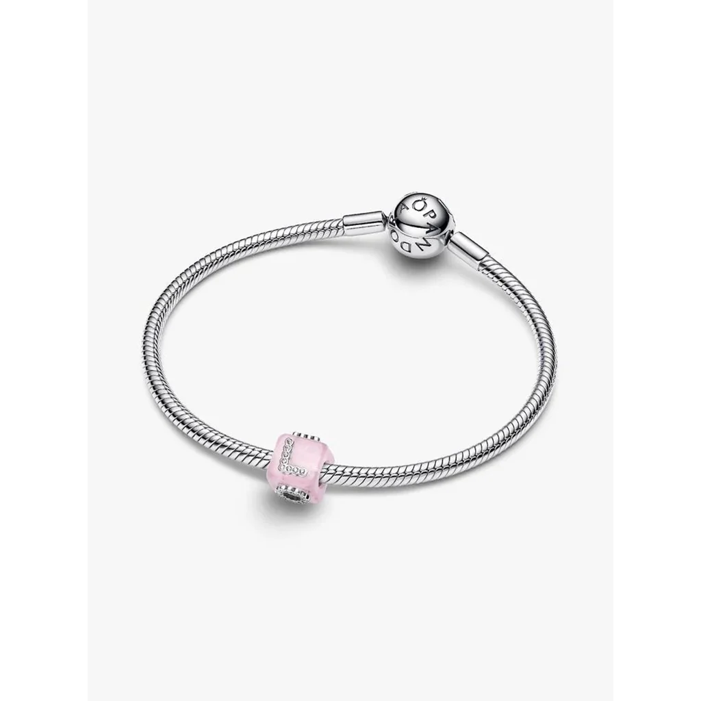 Pandora : Pink Murano Glass Love Cube Charm - Image 3