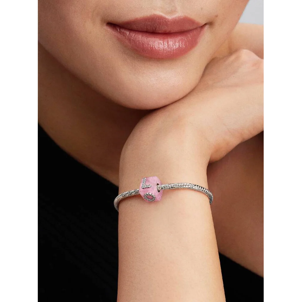 Pandora : Pink Murano Glass Love Cube Charm - Image 4