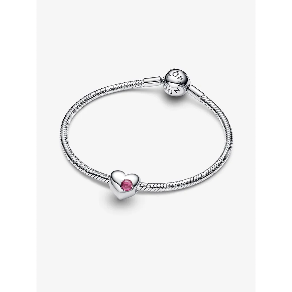 PANDORA : Pink Stone Heart Charm - Image 2