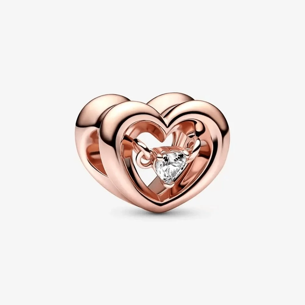 PANDORA : Radiant Heart & Floating Stone Charm