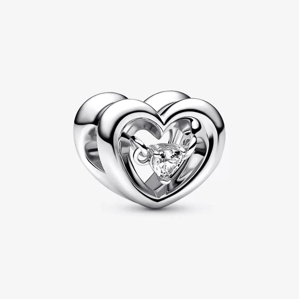 PANDORA : Radiant Heart & Floating Stone Charm