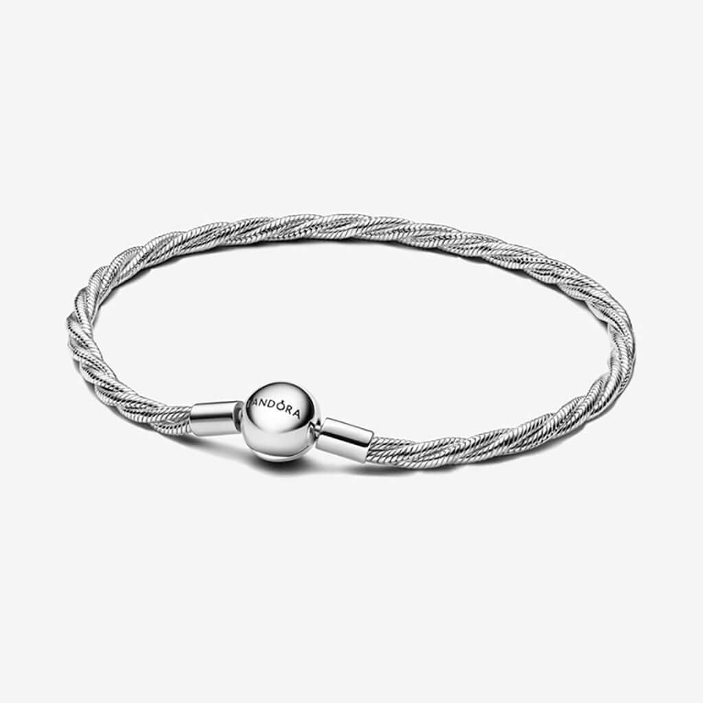 PANDORA : Round Pandora Clasp Twisted Snake Bracelet - Sterling Silver