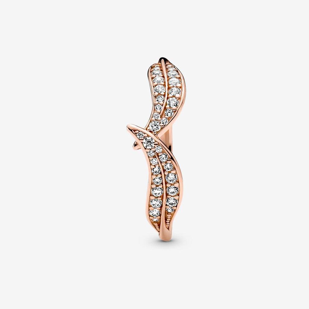 PANDORA : Sparkling Leaves Ring in Rose Gold - Image 3