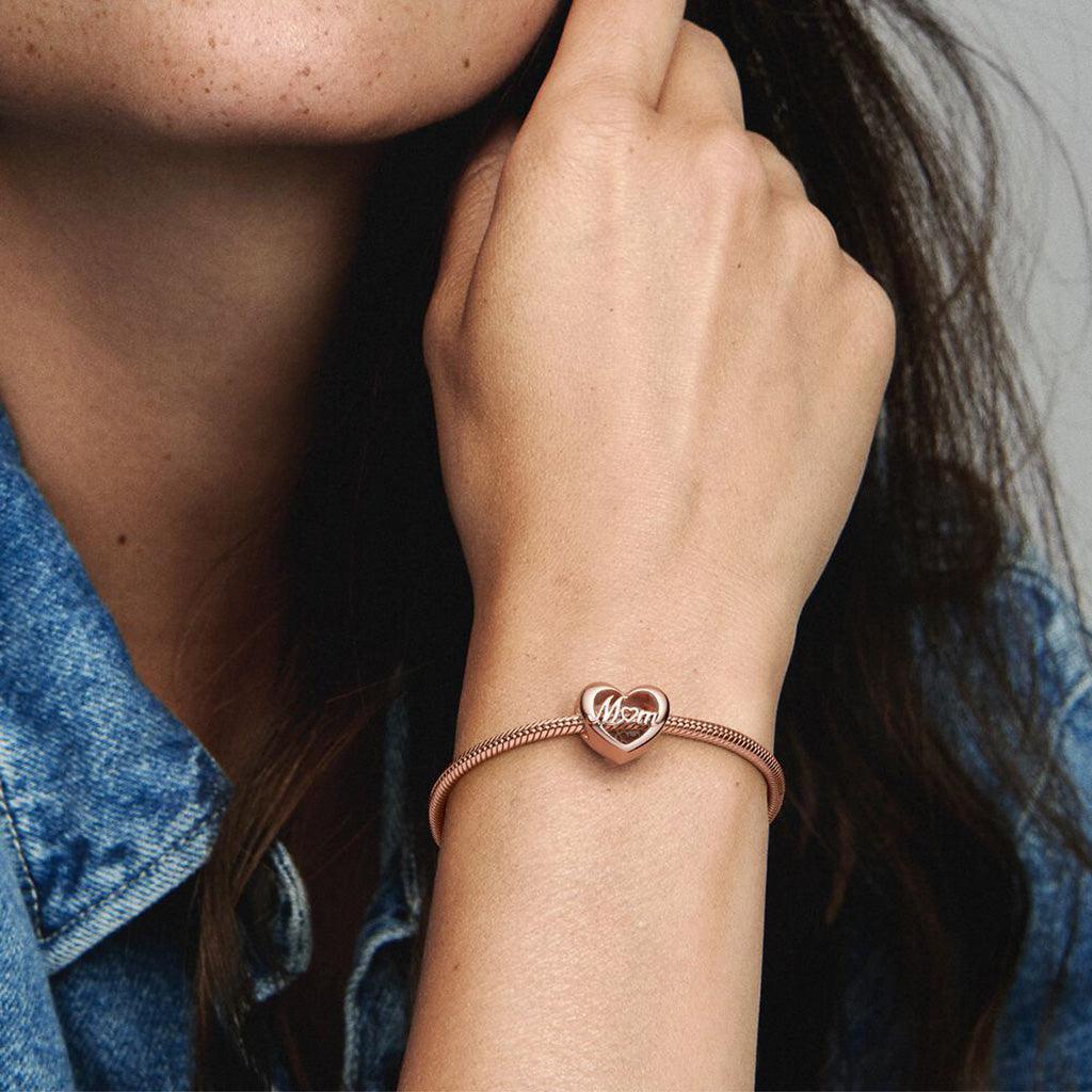 PANDORA : Thank You Mom Heart Charm - 14kt Rose Gold - Image 7