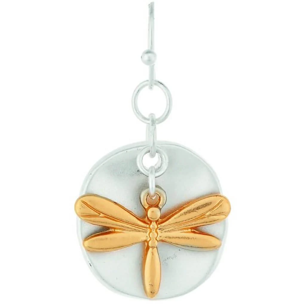 Rain Jewelry : Two Tone Layered Dragonfly Earrings