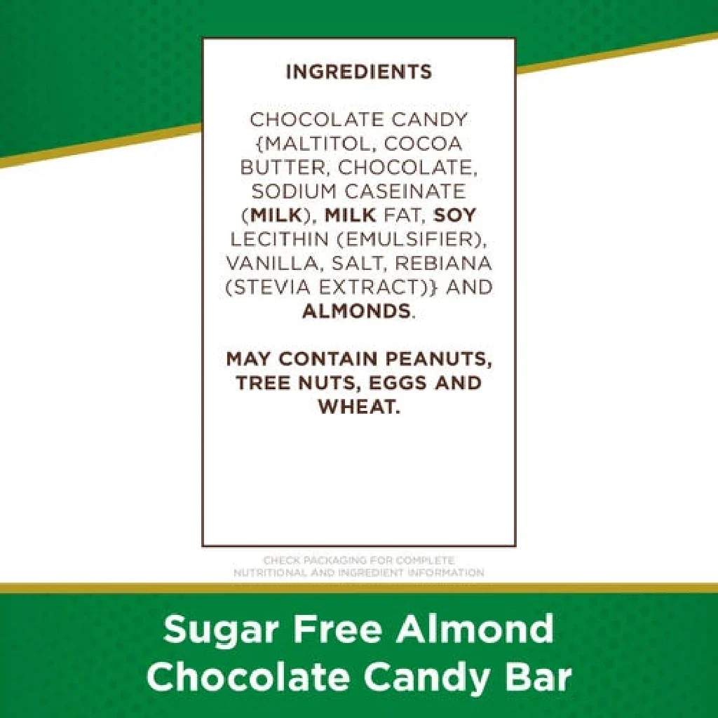 Russell Stover : Sugar Free Almond Chocolate Candy Bar - Image 3