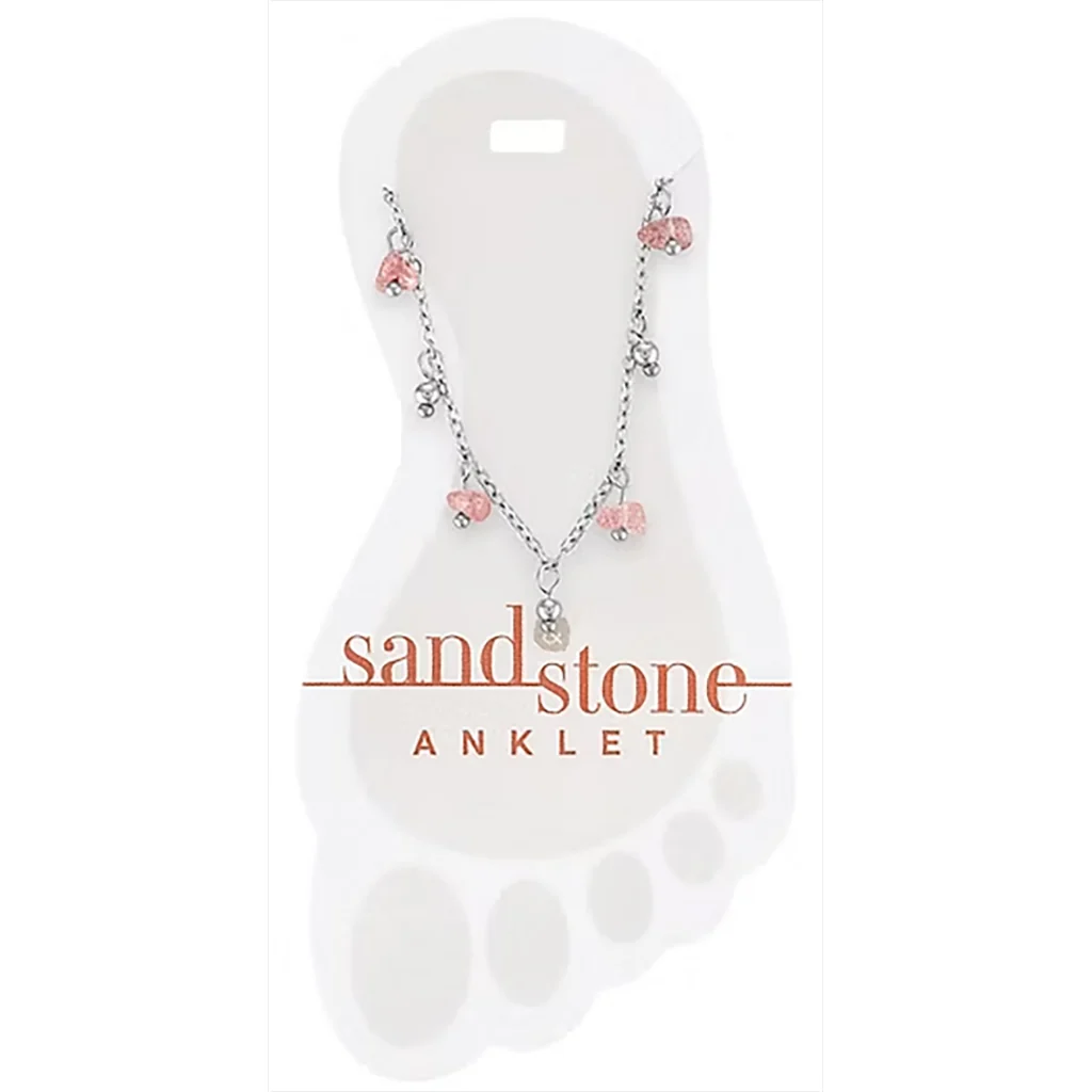 Sand & Stone : Pink Natural Stone Anklet - Silver