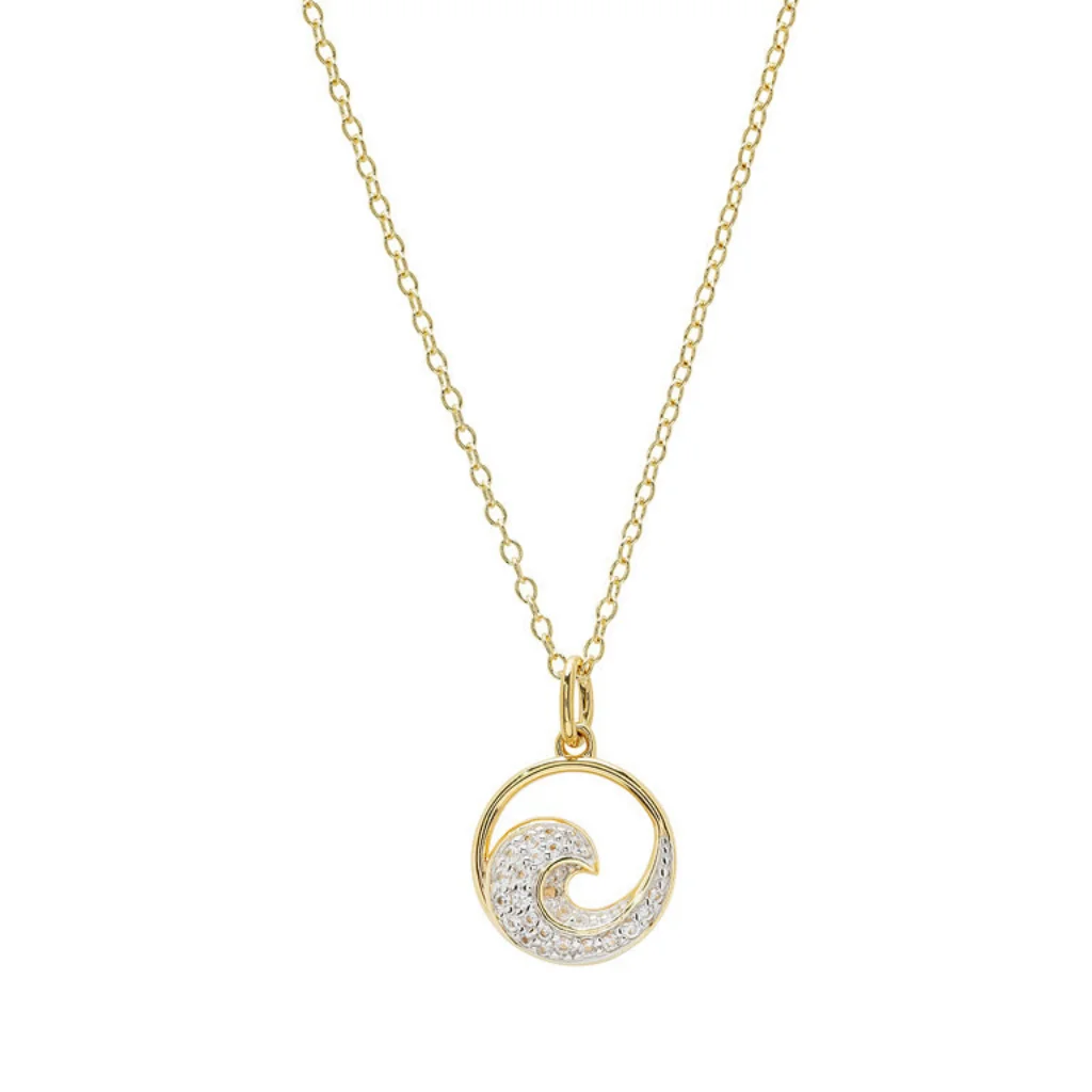 Shanore : 14kt Gold Vermeil white Sapphire Wave Necklace - Image 2