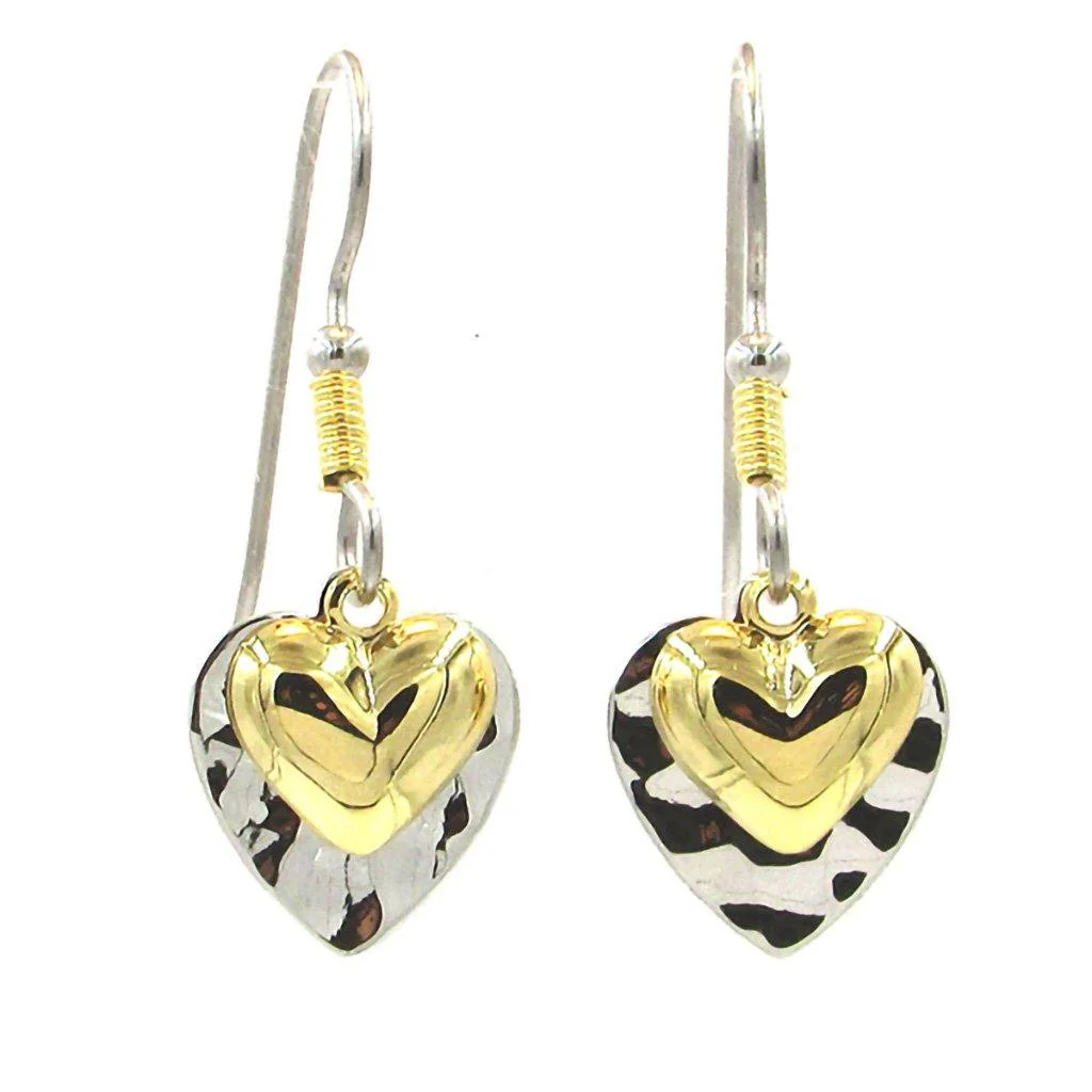 Silver Forest Earrings - Gold/Silver Hearts Earrings