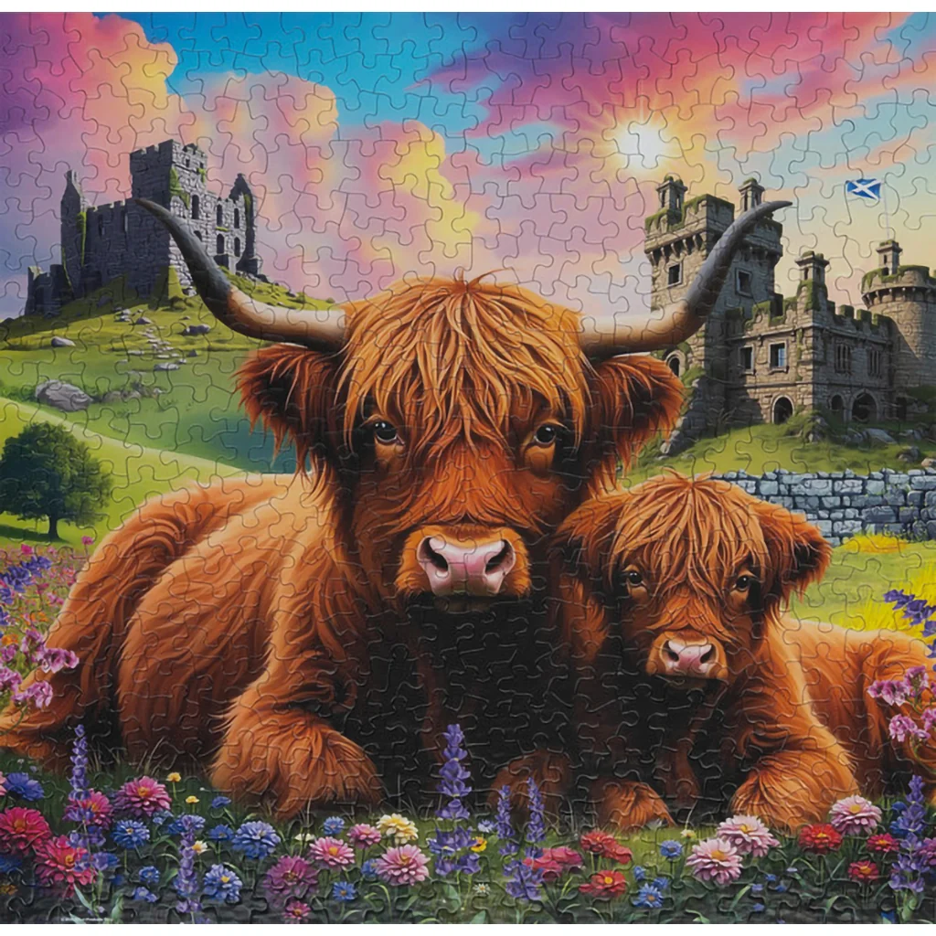 Springbok : Highland Cows in the Countryside 500 Piece Puzzle - Image 2