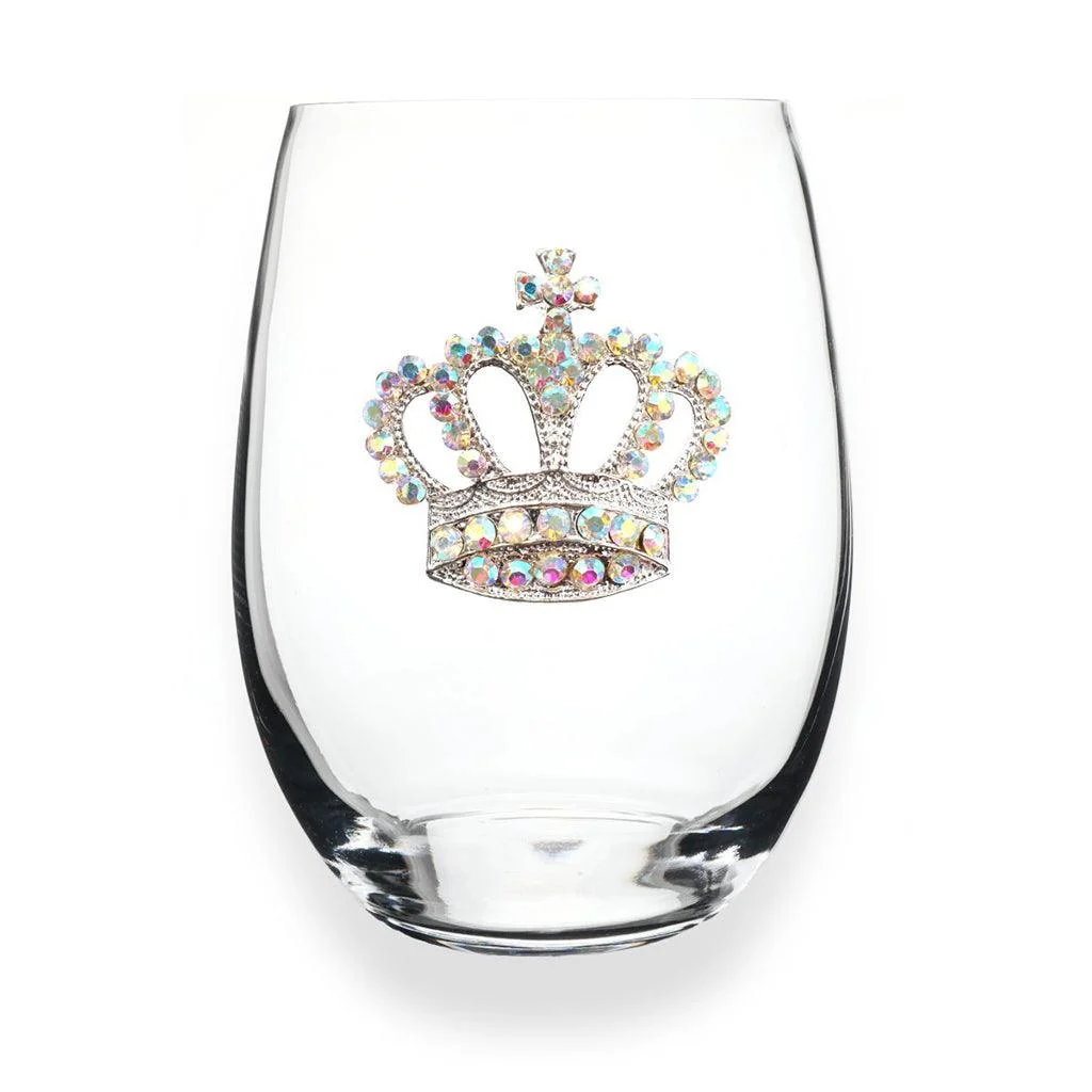 The Queens' Jewels : Aurora Borealis Crown Jeweled Stemless Wineglass
